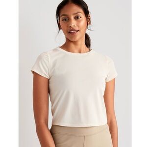 Powersoft mesh tee shirt crop top active old navy cream